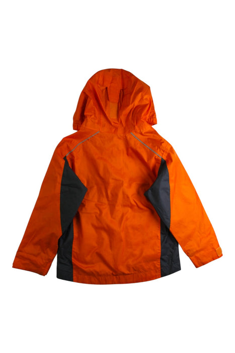 A Orange Rain Jackets from Columbia in size 4T for boy. (Back View)