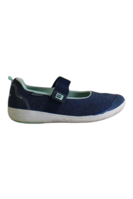 A Navy Flats from Stride Rite in size 5T for girl. (Front View)