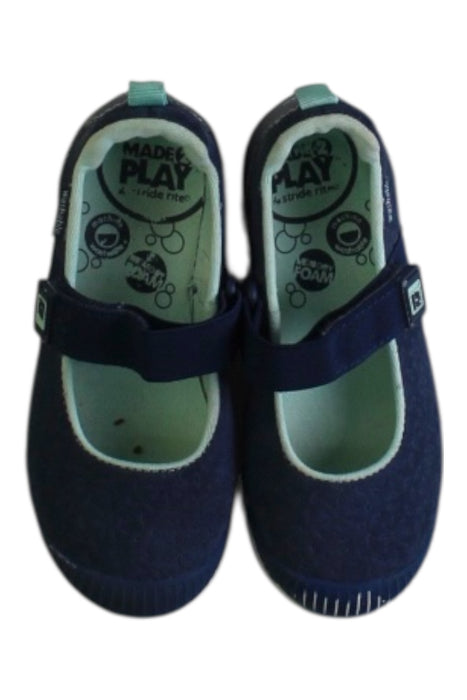 A Navy Flats from Stride Rite in size 5T for girl. (Back View)