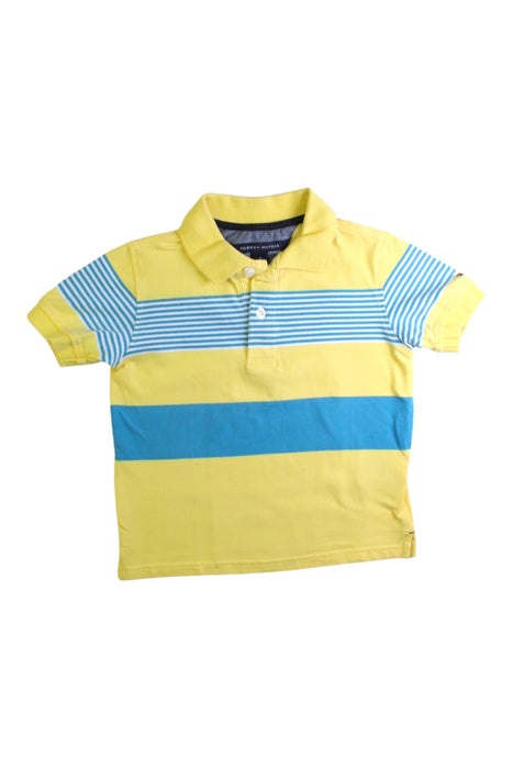 A Yellow Short Sleeve Polos from Tommy Hilfiger in size 4T for boy. (Front View)