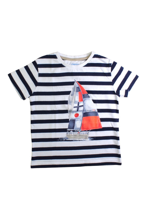 A Navy Short Sleeve T Shirts from Mayoral in size 5T for boy. (Front View)