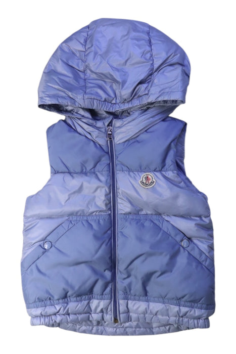 A Blue Outerwear Vests from Moncler in size 18-24M for boy. (Front View)