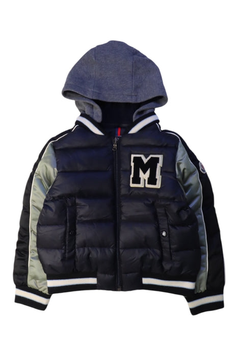 A Navy Puffer/Quilted Jackets from Moncler in size 3T for boy. (Front View)