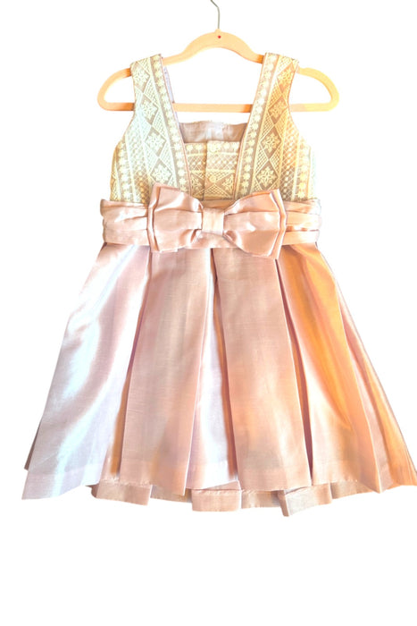 A Pink Sleeveless Dresses from Abel & Lula in size 7Y for girl. (Back View)
