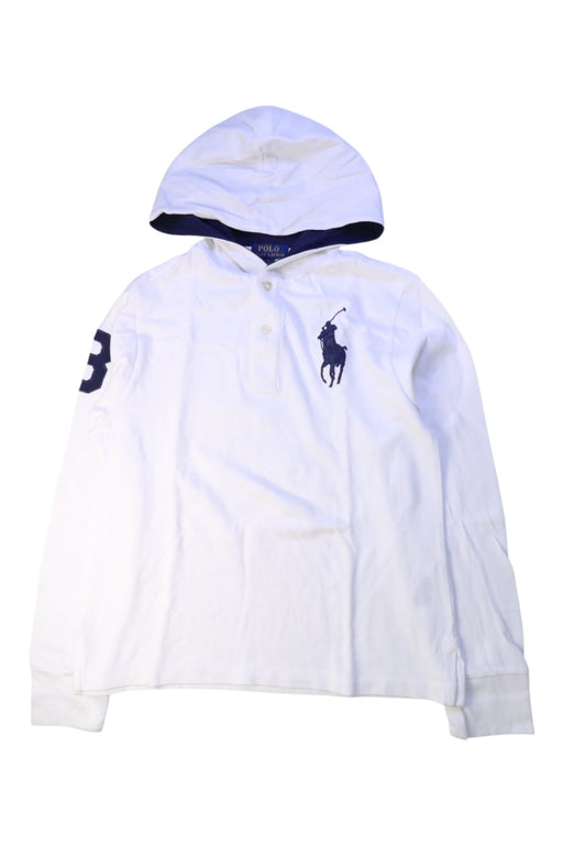 A White Long Sleeve Polos from Polo Ralph Lauren in size 10Y for boy. (Front View)
