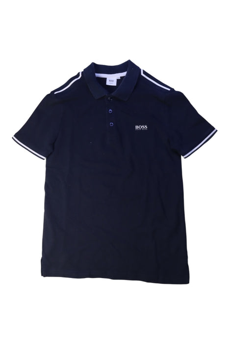 A Navy Short Sleeve Polos from Boss in size 12Y for boy. (Front View)