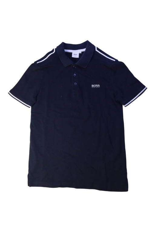 A Navy Short Sleeve Polos from Boss in size 12Y for boy. (Front View)
