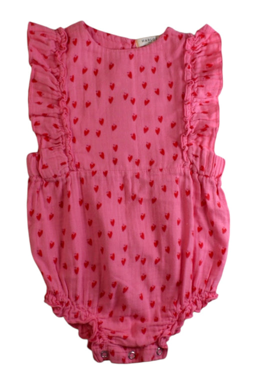 A Pink Sleeveless Rompers from Marlot Paris in size 12-18M for girl. (Front View)