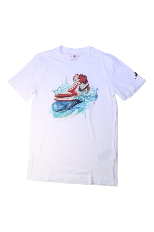 A White Short Sleeve T Shirts from Air Jordan in size 10Y for boy. (Front View)