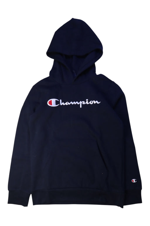 A Navy Hooded Sweatshirts from Champion in size 11Y for boy. (Front View)