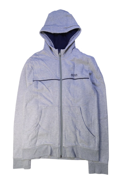 A Grey Zippered Sweatshirts from Boss in size 12Y for boy. (Front View)