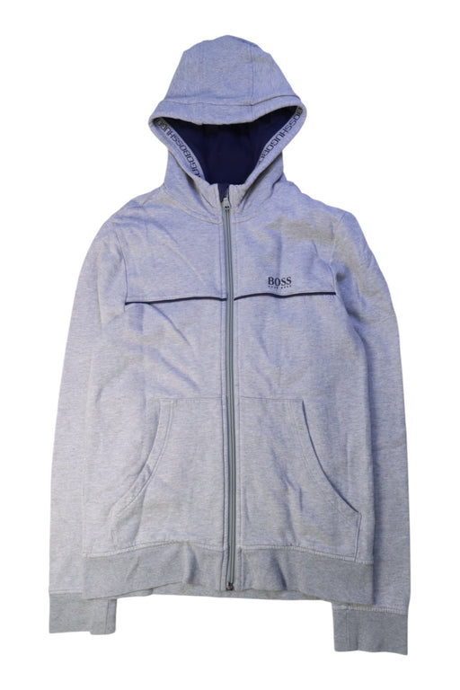 A Grey Zippered Sweatshirts from Boss in size 12Y for boy. (Front View)