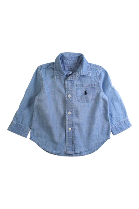 A Blue Long Sleeve Shirts from Ralph Lauren in size 6-12M for boy. (Front View)