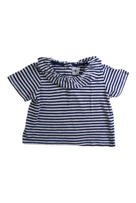 A Navy Short Sleeve Tops from Petit Bateau in size 12-18M for girl. (Front View)