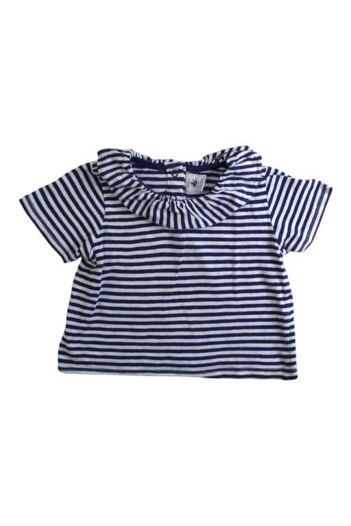 A Navy Short Sleeve Tops from Petit Bateau in size 12-18M for girl. (Front View)