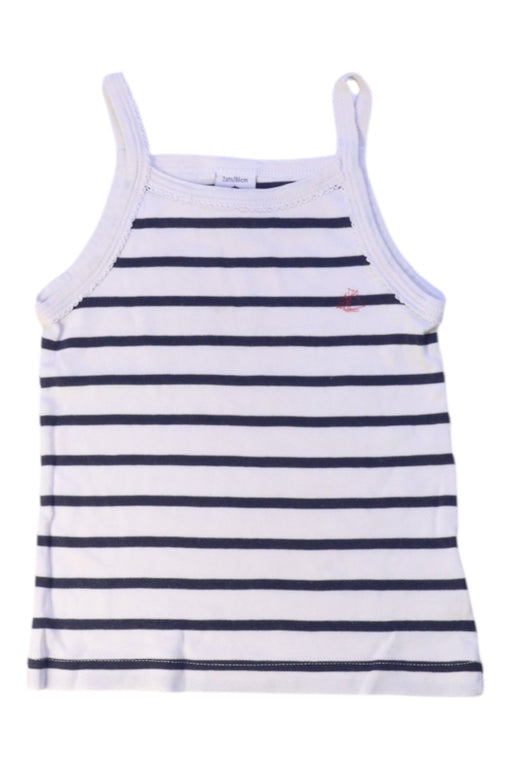 A Navy Sleeveless Tops from Petit Bateau in size 2T for girl. (Front View)