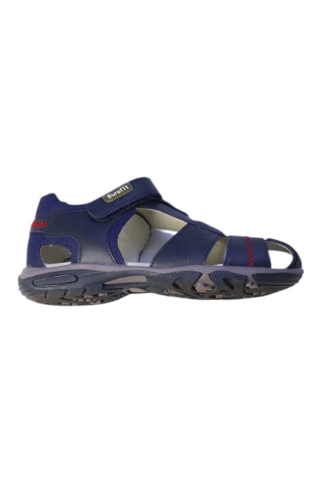 A Navy Sandals from Surefit in size 9Y for boy. (Front View)