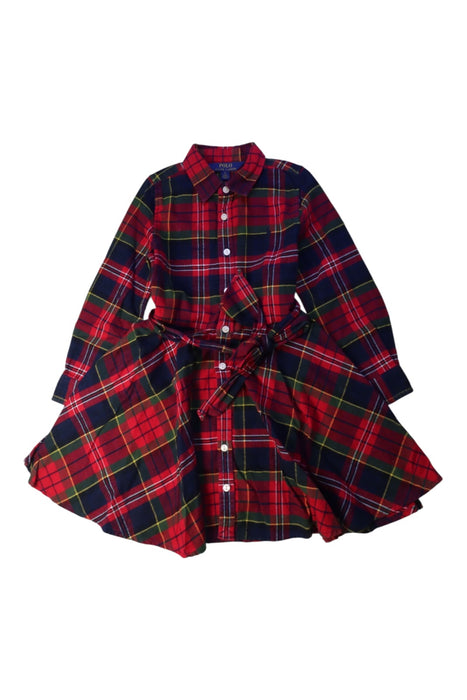 A Red Long Sleeve Dresses from Polo Ralph Lauren in size 5T for girl. (Front View)