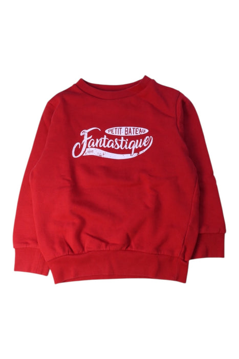 A Red Crewneck Sweatshirts from Petit Bateau in size 6T for boy. (Front View)