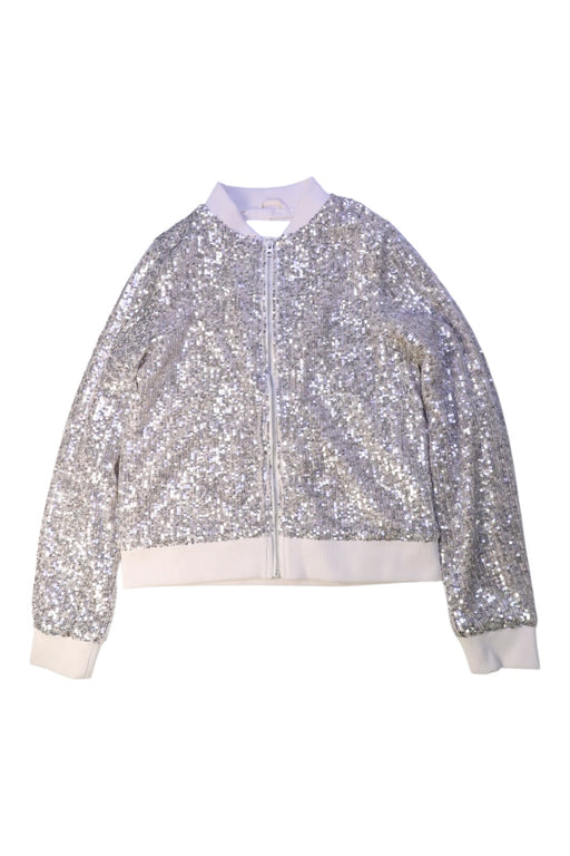A Silver Lightweight Jackets from Janie & Jack in size 10Y for girl. (Front View)