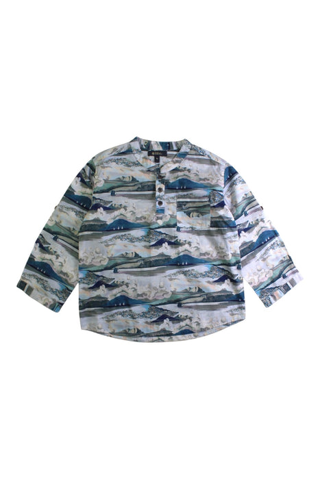 A Blue Long Sleeve Shirts from Velveteen in size 4T for boy. (Front View)