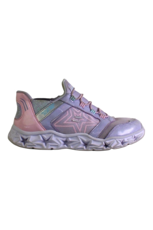 A Purple Sneakers from Skechers in size 9Y for girl. (Front View)