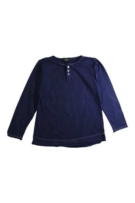 A Navy Long Sleeve Tops from Velveteen in size 4T for girl. (Front View)