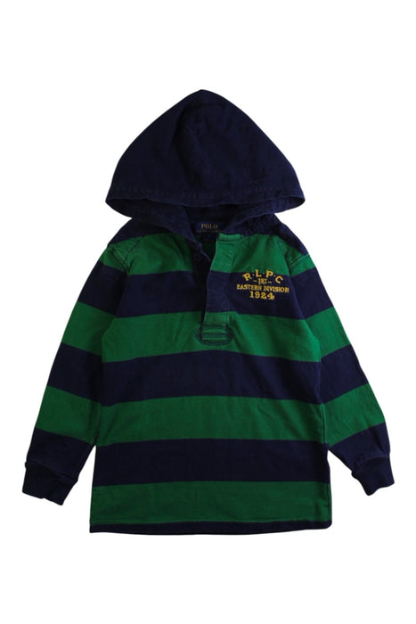 A Green Hooded Sweatshirts from Polo Ralph Lauren in size 5T for boy. (Front View)