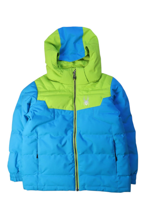 A Blue Ski Jackets from Spyder in size 6T for boy. (Front View)