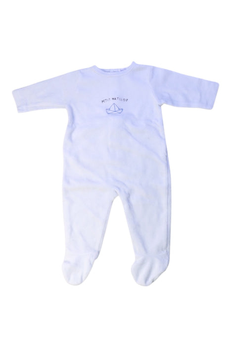A White Onesies from Bout'Chou in size 0-3M for boy. (Front View)