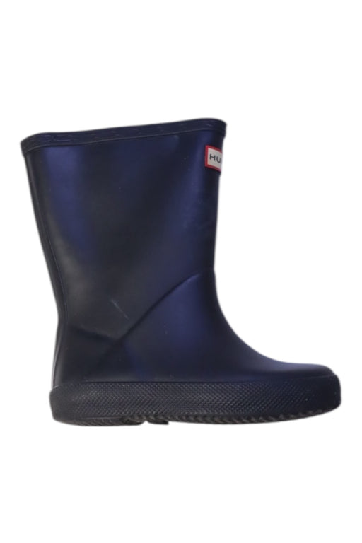 A Black Rain Boots from Hunter in size 3T for boy. (Front View)