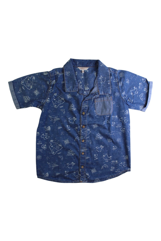 A Blue Short Sleeve Shirts from Fox & Finch in size 7Y for boy. (Front View)