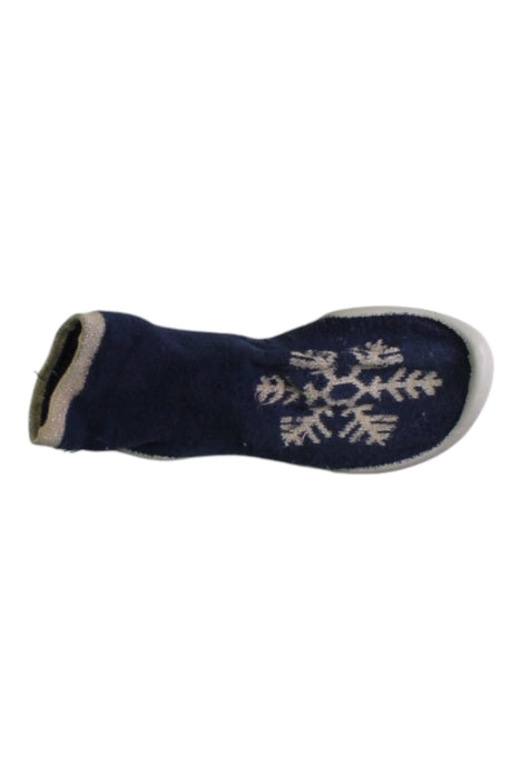 A Navy Slippers from Collegien in size 7Y for girl. (Front View)