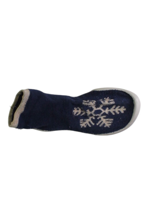 A Navy Slippers from Collegien in size 7Y for girl. (Front View)