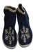 A Navy Slippers from Collegien in size 7Y for girl. (Back View)