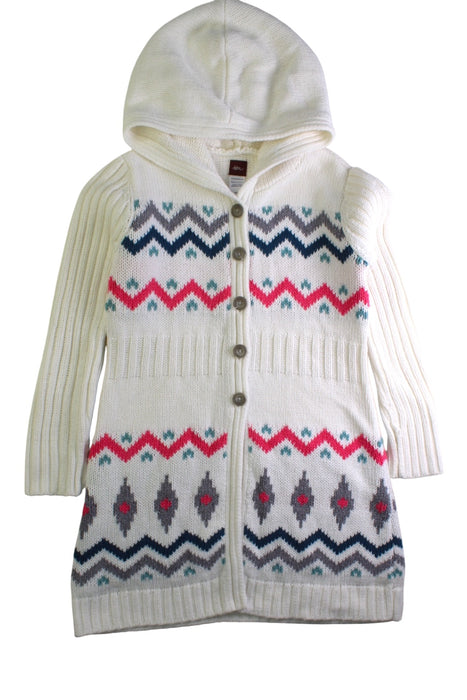 A White Buttoned Sweatshirts from Tea in size 6T for girl. (Front View)
