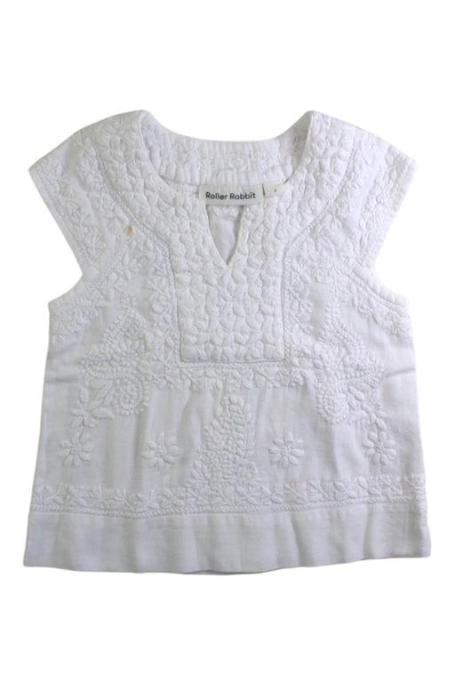 A White Sleeveless Tops from Roller Rabbit in size 2T for girl. (Front View)
