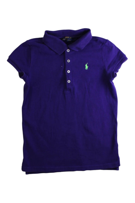 A Purple Short Sleeve Polos from Polo Ralph Lauren in size 6T for girl. (Front View)