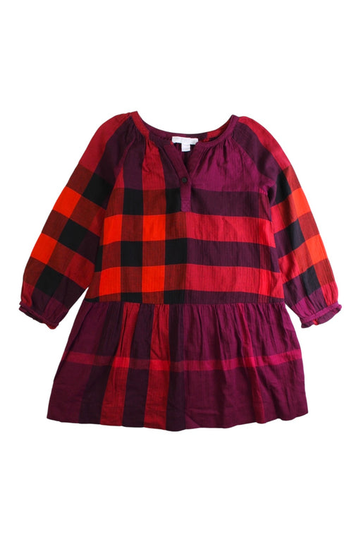 A Red Long Sleeve Dresses from Burberry in size 7Y for girl. (Front View)