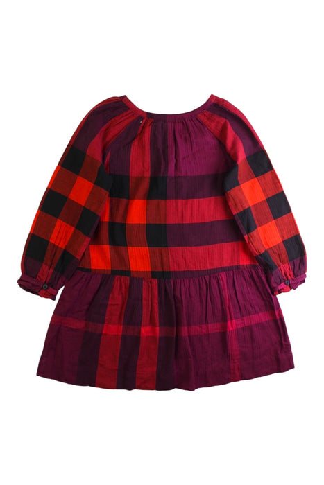 A Red Long Sleeve Dresses from Burberry in size 7Y for girl. (Back View)