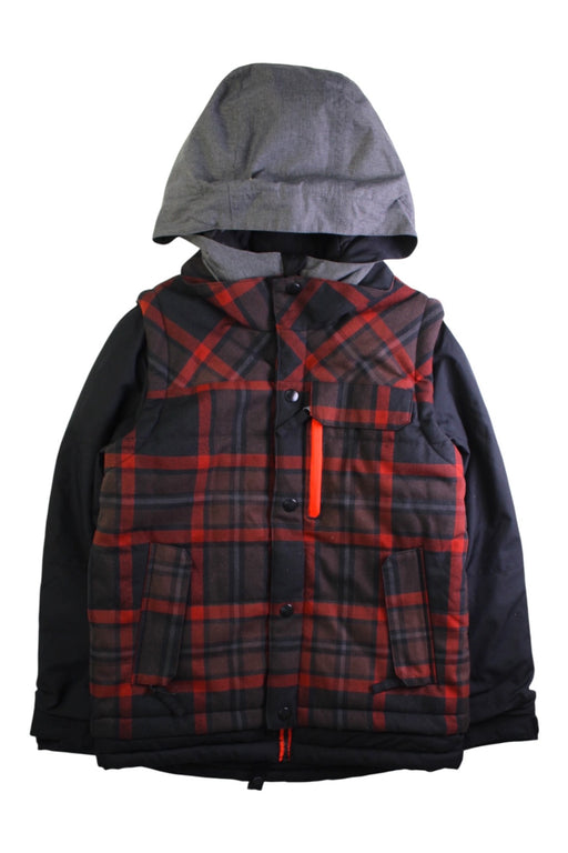 A Red Puffer/Quilted Jackets from 686 in size 7Y for boy. (Front View)