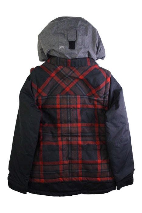 A Red Puffer/Quilted Jackets from 686 in size 7Y for boy. (Back View)