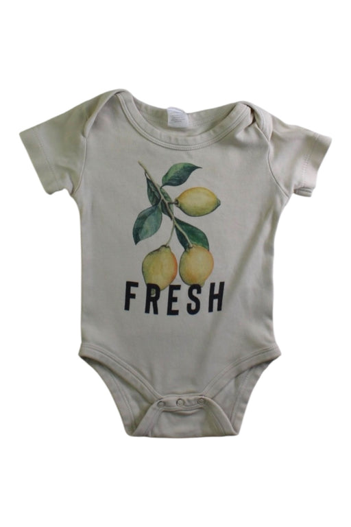 A Beige Short Sleeve Bodysuits from Colored Organics in size 3-6M for neutral. (Front View)