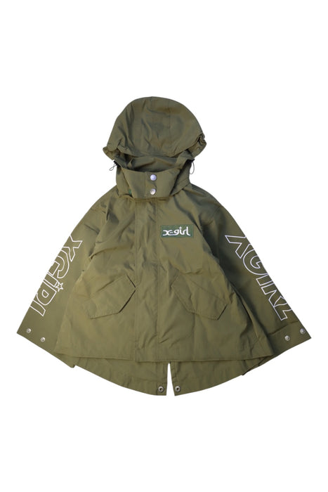 A Green Rain Jackets from X-girl in size 4T for girl. (Front View)