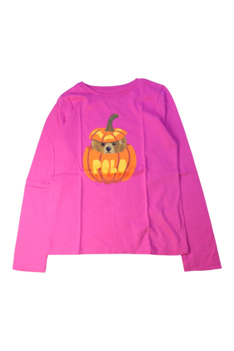 A Pink Long Sleeve Tops from Polo Ralph Lauren in size 7Y for girl. (Front View)