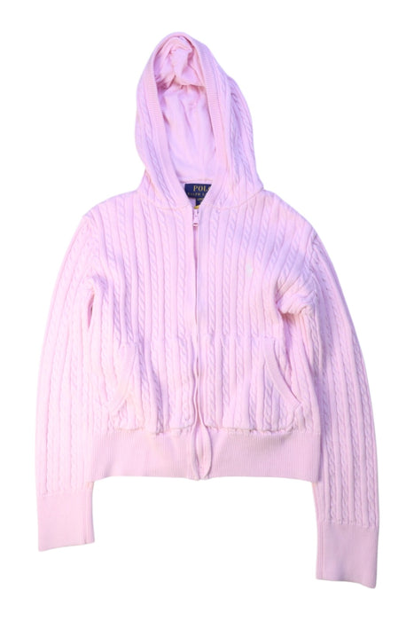 A Pink Zippered Sweatshirts from Polo Ralph Lauren in size 7Y for girl. (Front View)