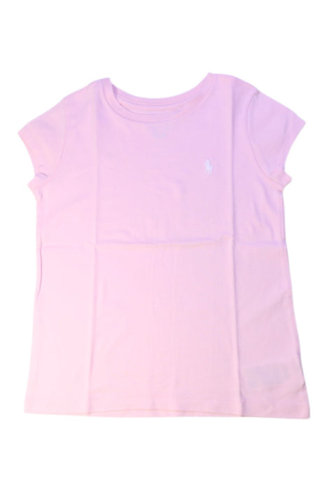 A Pink Short Sleeve T Shirts from Polo Ralph Lauren in size 7Y for girl. (Front View)