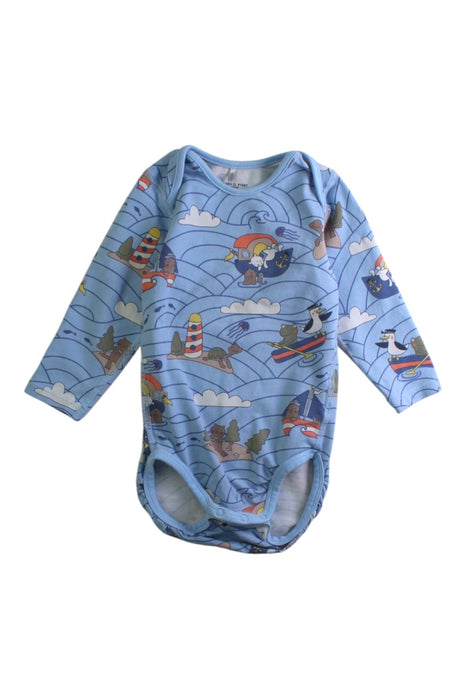 A Blue Long Sleeve Bodysuits from Polarn O. Pyret in size 3-6M for boy. (Front View)