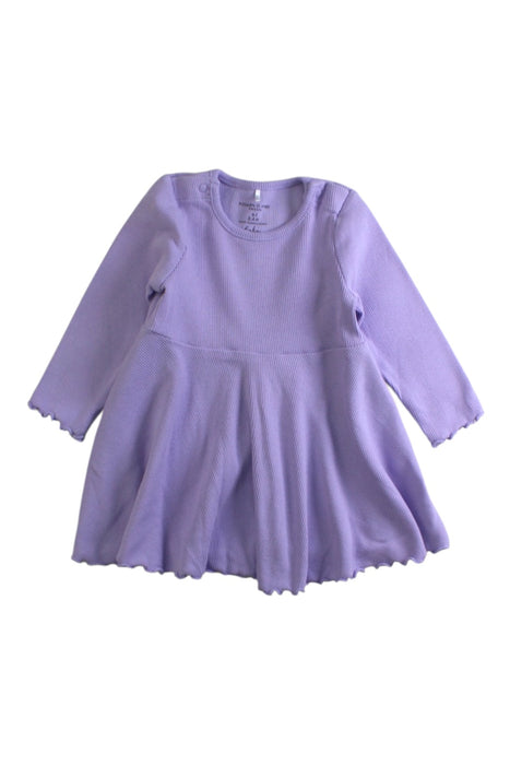 A Purple Long Sleeve Dresses from Polarn O. Pyret in size 0-3M for girl. (Front View)