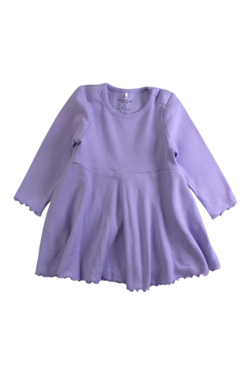 A Purple Long Sleeve Dresses from Polarn O. Pyret in size 0-3M for girl. (Front View)